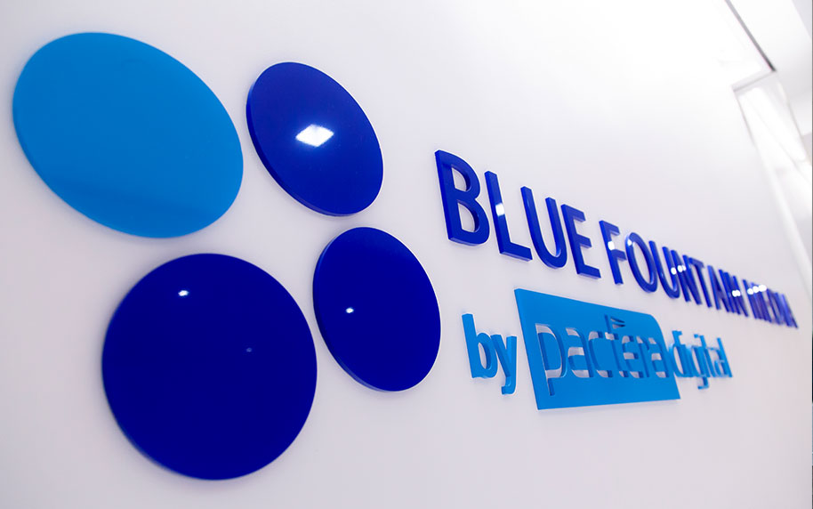 Blue Fountain Media Logo Wall