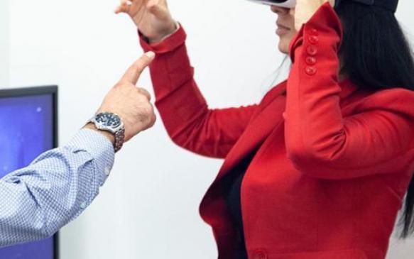 Woman using VR Headset